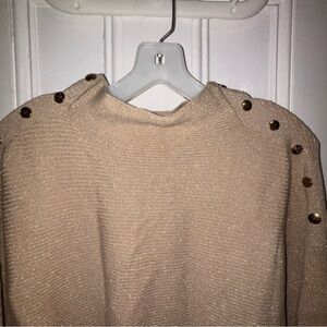 NWT Gold Metallic Sweater with Gold Buttons